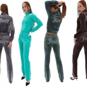 Juicy Couture Women's Velour Tracksuit - Teal, Gray, Brown